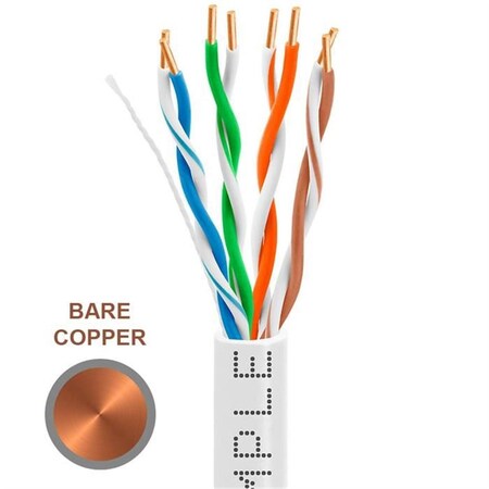 Cmple 1000 ft. 350MHz Cat5e Bulk In-Wall Cable 24 AWG Bare Copper - White 1300-N